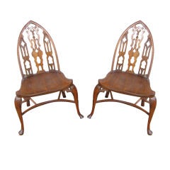 Pair English Gothic Revival Windsor Side Chairs