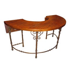 Antique Arts and Crafts Wrought Iron and Oak Drinks Table