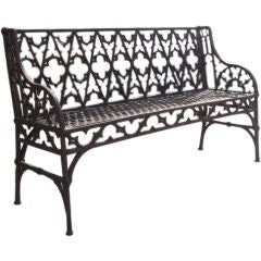 Antique American Gothic Revival Cast Iron Bench
