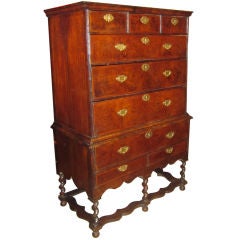 William and Mary Walnut Chest on Stand