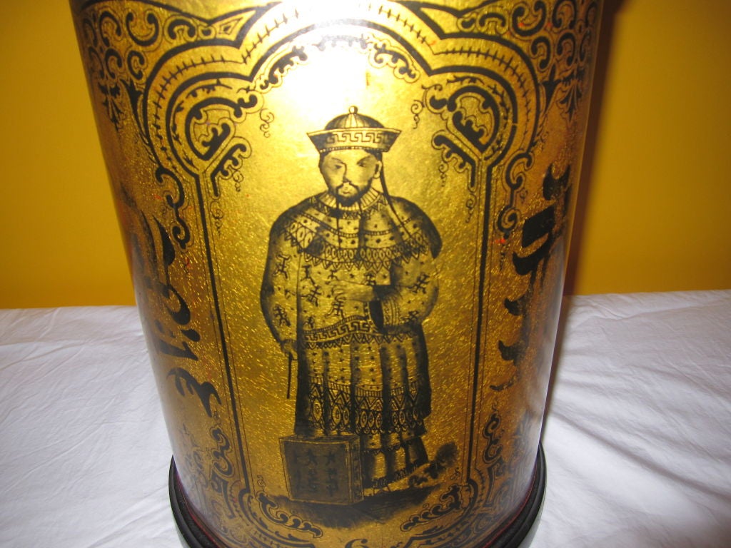 English Victorian Tole Tea Canister Lamp