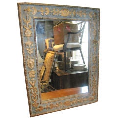 Italian Blue Painted and Giltwood Mirror
