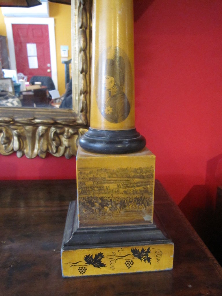 Pair Yellow Tole Lamps with Shades and Finials