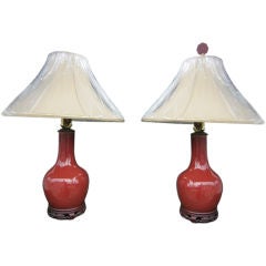 Matched Pair of Chinese Sang de Boeuf Lamps