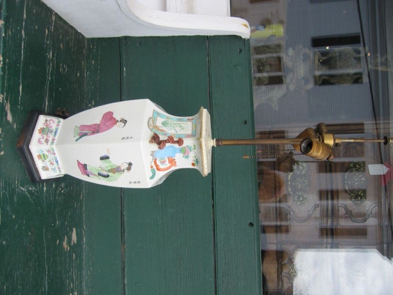 Chinese Hexagonal Baluster Form Lamp
