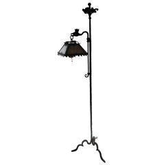 Arts and Crafts Wrought Iron and Mica Floor Lamp