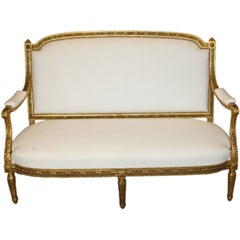 French Louis XVI Neoclassical Giltwood Canape
