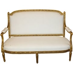French Louis XVI Neoclassical Giltwood Canape