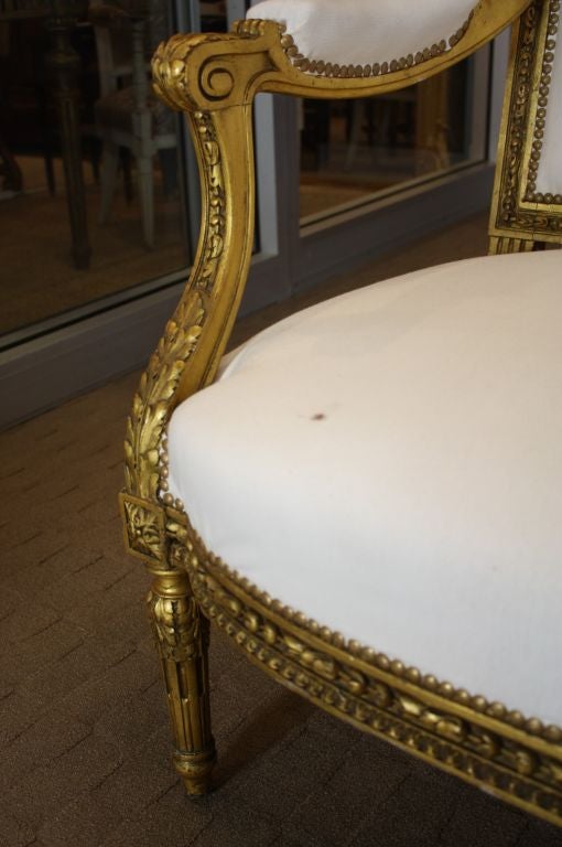 Upholstery French Louis XVI Neoclassical Giltwood Canape