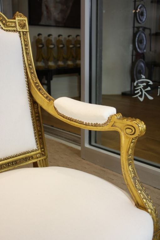 French Louis XVI Neoclassical Giltwood Canape 3