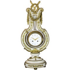 French White Marble Lyre Clock