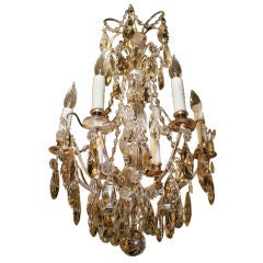 French Louis XVI Style Silvered-Bronze and Crystal Chandelier