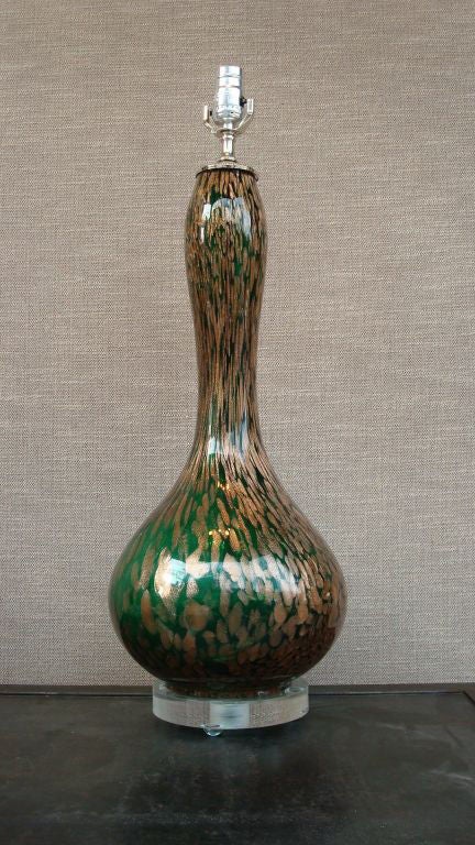 Green and Gold Murano Glass Lamp.
