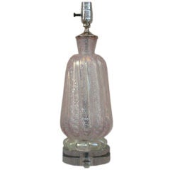 Pale Pink and Silver Murano Glass Lamp