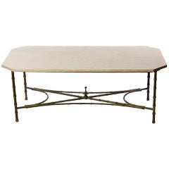 Faux Bamboo Brass & Marble Coffee Table