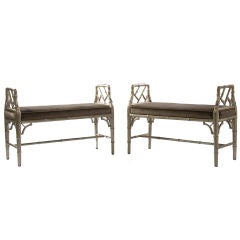 Faux Bamboo Silver Leaf Bench