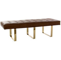Brass & Leather Bench / Coffee Table by Milo Baughman