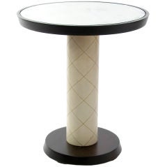 SALE!! Stitched Leather Column Circular Drinks Table