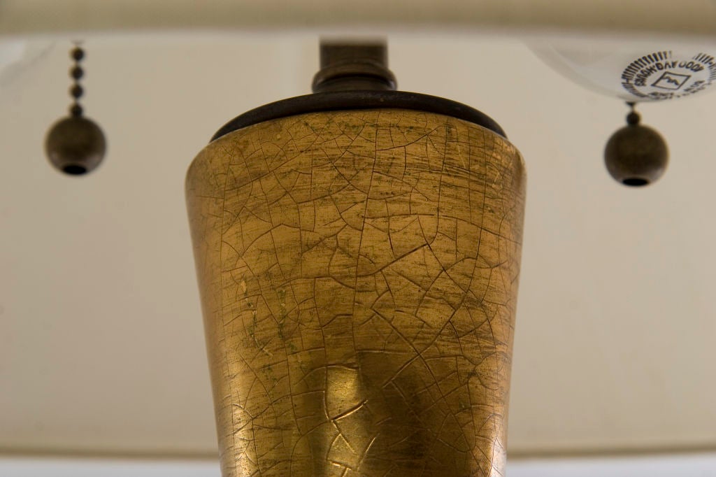 Pair of Matte Gold Crackle Ceramic Lamps 1