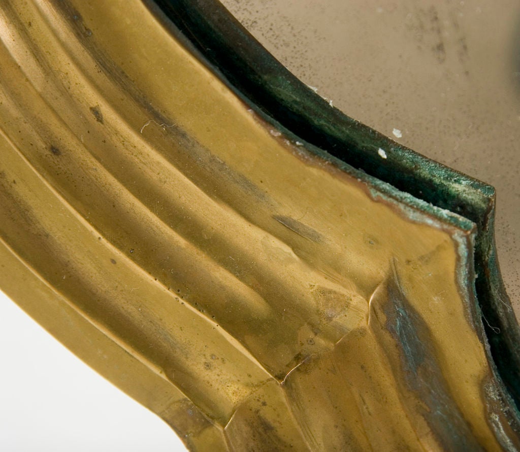 Mid-20th Century Serpentine Circular Brass  Mirror