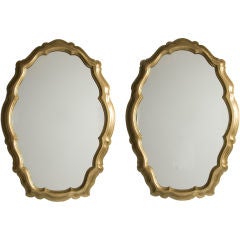 Vintage Pair of Curvy Oval Mirrors