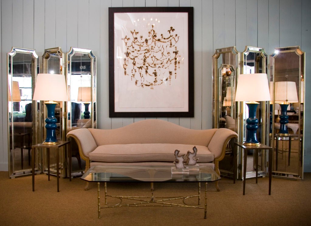 Pair of Three Panel Mirrored Folding Screens 5