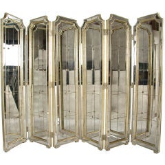 Pair of Three Panel Mirrored Folding Screens