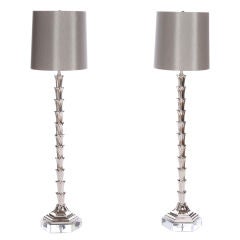 Nickel Plate Palm Floor Lamp / Pair Available