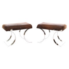 Double Demi-Lune Legs Stool / Pair Available