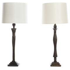 Pair of Man & Woman Table Lamps in the manner of Giacometti