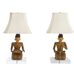 SALE!! Pair of Asian Musician Lamps