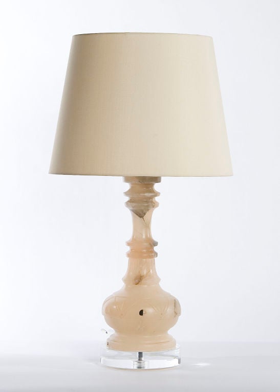 Carved Alabaster Lamp