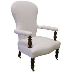 Occasional Chair with Carved Arm Rest