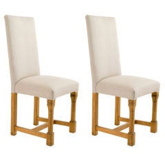 Set of Six Belgian Upholstered Oak Chairs