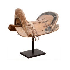 Antique 19th Century Wood Saddle on stand