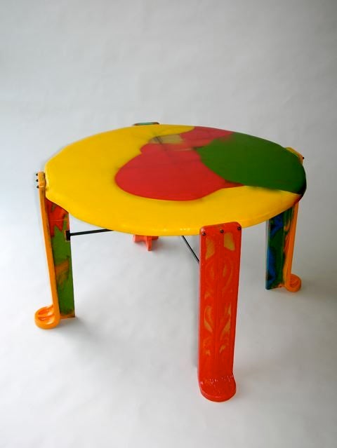Dinette table from TBWA/Chiat/Day building in New York constructed from resin and steel . A very colourful and unique example.