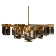 Vintage Large brass and glass chandelier by Sciolari