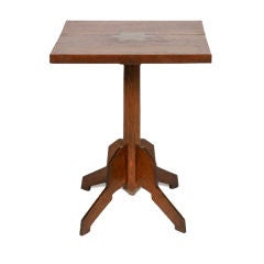 Antique Unusual oak side table bearing monogram and date.