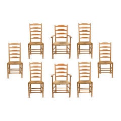 Set of Eight Gimson Cotswold School Ladder-back Chairs