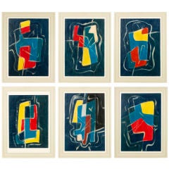 Series of Six Pintings by Vaclav Trefil