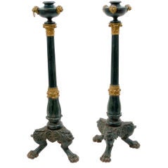 Antique Pair of Cast Iron Torcheres