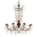 Bagues Gilt Iron and Glass Chandelier