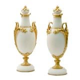 Pair of Ormolu and White Marble Cassolettes