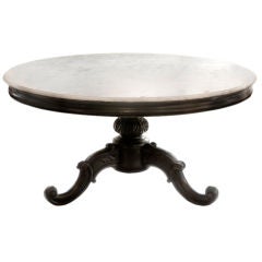 Ebonised and Marble Round Table