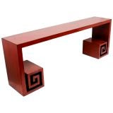 Red Lacquered Geometric Altar Table