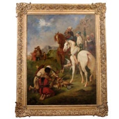 French Oil on Canvas "Chasse au Faucon en Algerie"