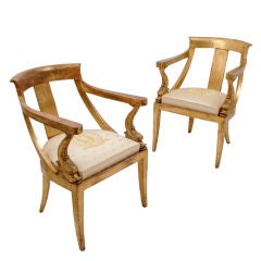 Antique Italian 'Empire' Giltwood Sofa and Pair of Armchairs