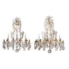 Pair of Gilt Bronze and Cut Glass Chandeliers