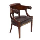 Mahogany Lion Head Desk Chair, After Jacob