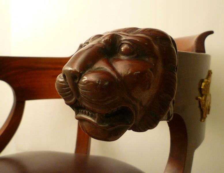 Mahogany Lion Head Desk Chair, After Jacob 3
